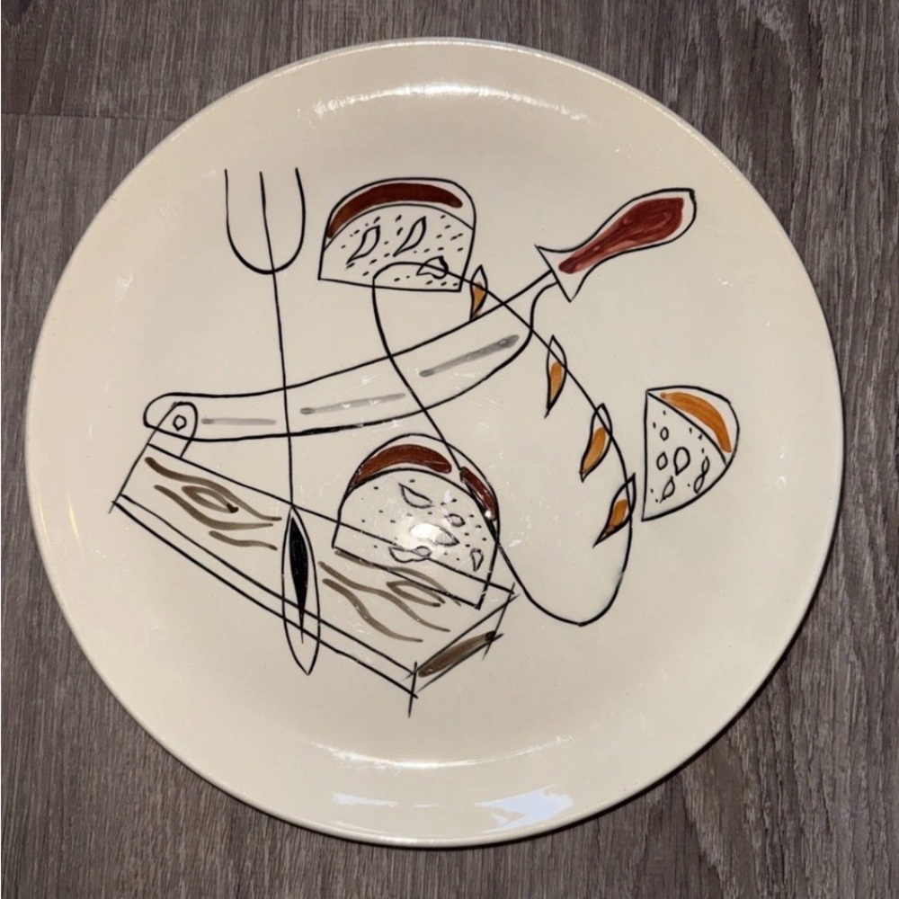 MCM Mid Century 11.5” Cheese Appetizer Serving Plate Platter Bread Board K2